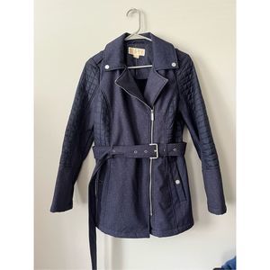 Michael Michael Kors Small Womens Navy Winter Coat with Belt